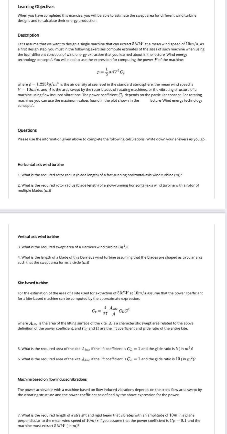Learning Objectives When You Have Completed This Exercise You Will Be Able To Estimate The Swept Area For Different Win 1