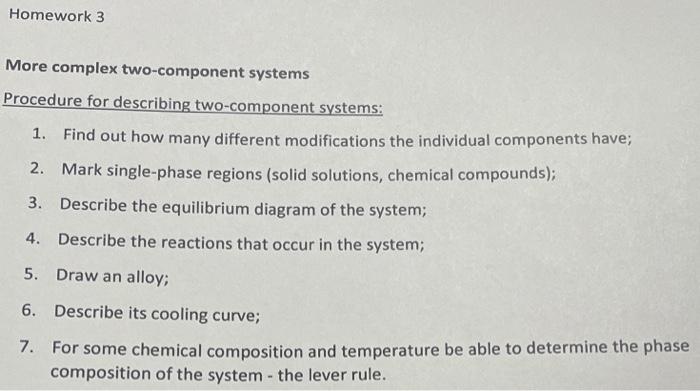 Homework 3 More Complex Two Component Systems Procedure For Describing Two Component Systems 1 Find Out How Many Diffe 1