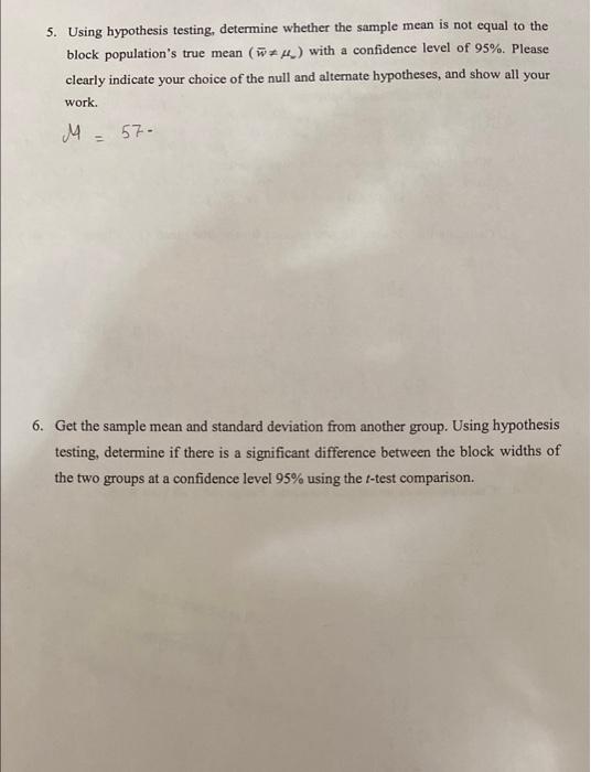 4 1 Small Sample Statistics Follow The Steps Given Below To Determine The Size Of Wood Blocks Using A Caliper 1 Random 3