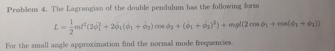Normal Mode Frequencies Classical Mechanics 1