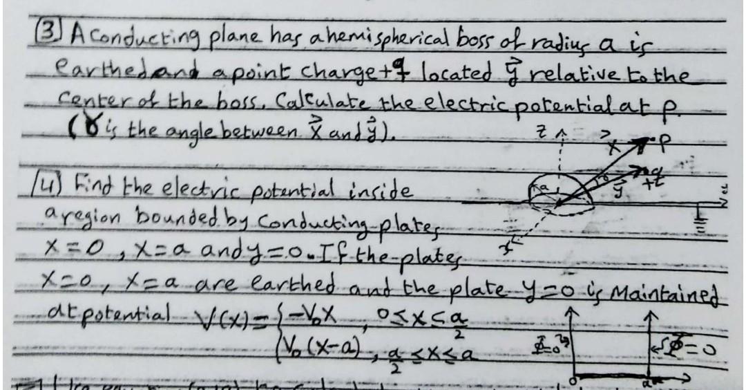 3 A Conducting Plane Has A Hemispherical Boss Of Rading Ais Barthedond A Point Charge Of Located I Relative To The Cen 1