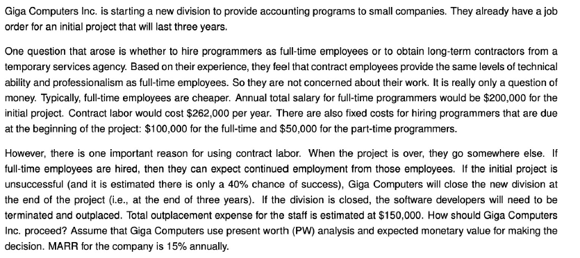 Giga Computers Inc Is Starting A New Division To Provide Accounting Programs To Small Companies They Already Have A Jo 1