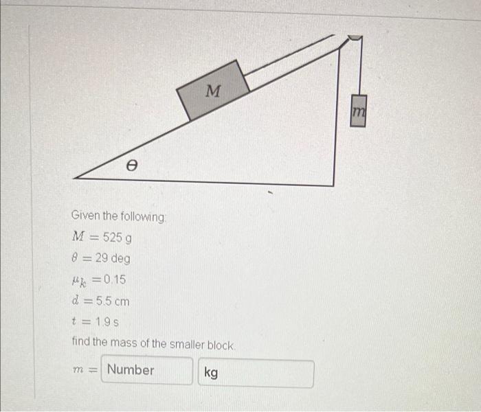 A Large Block Of Mass M Is Held At Rest On An Plane That Makes An Incline Of Degrees With Respect To The Horzontal The 2