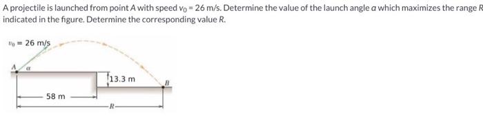 A Projectile Is Launched From Point A With Speed Vo 26 M S Determine The Value Of The Launch Angle A Which Maximizes 1