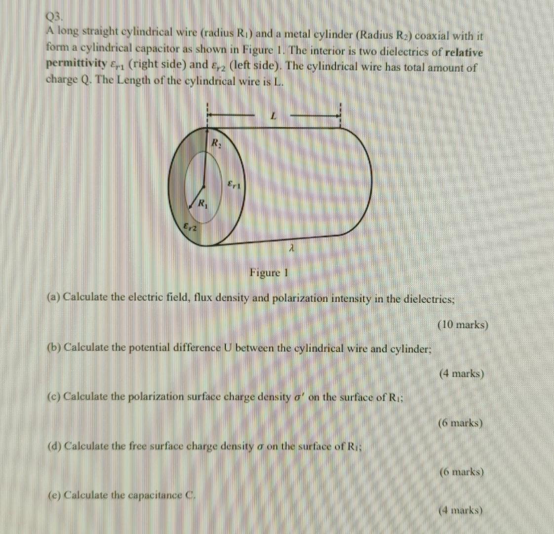 Qb A Long Straight Cylindrical Wire Radius Ri And A Metal Cylinder Radius Ra Coaxial With It Form A Cylindrical Capa 1