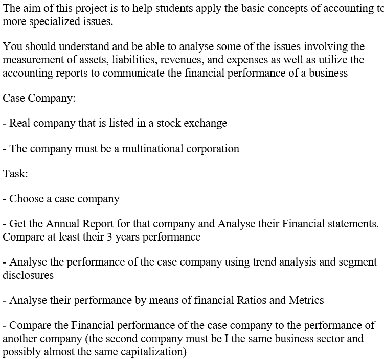 The Aim Of This Project Is To Help Students Apply The Basic Concepts Of Accounting To More Specialized Issues You Shoul 1