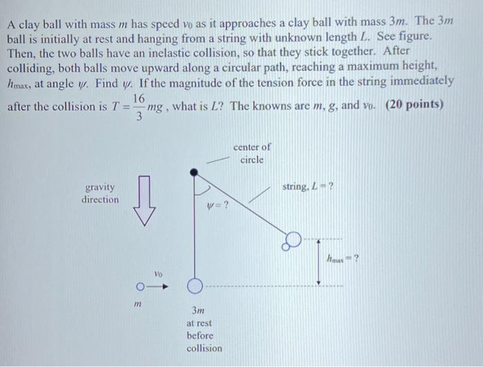 A Clay Ball With Mass M Has Speed Vo As It Approaches A Clay Ball With Mass 3m The 3m Ball Is Initially At Rest And Han 1