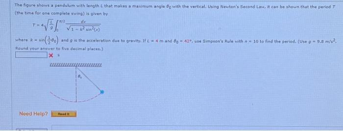 The Figure Shows A Pendulum With Length L That Makes A Maximum Angle Writh The Vertical Using Newton S Second Law It C 1