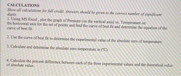 Absolute Zero Data Chart Run A Tempera Tempera Tute C Pressure Atm Run B Tempera Turs C Pressure Atm Run C 2