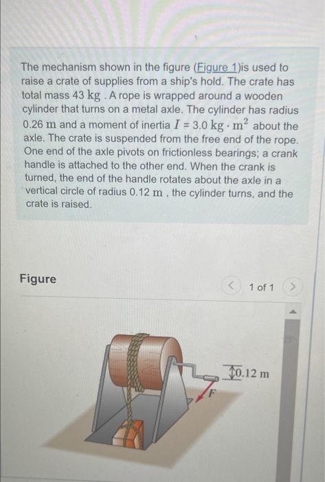 The Mechanism Shown In The Figure Figure 1 Is Used To Raise A Crate Of Supplies From A Ship S Hold The Crate Has Total 1