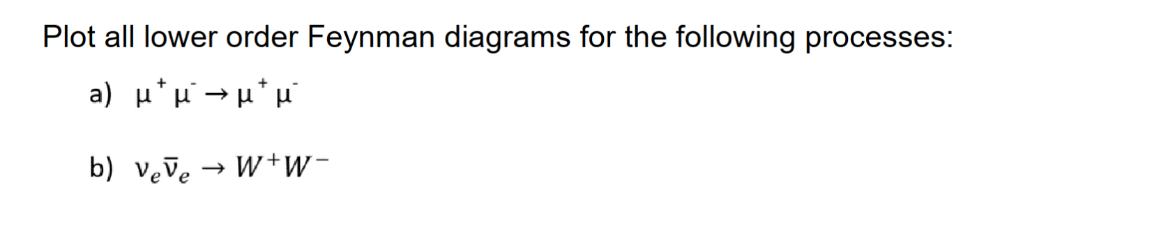 Plot All Lower Order Feynman Diagrams For The Following Processes A U U Uu B Veve W W W 1