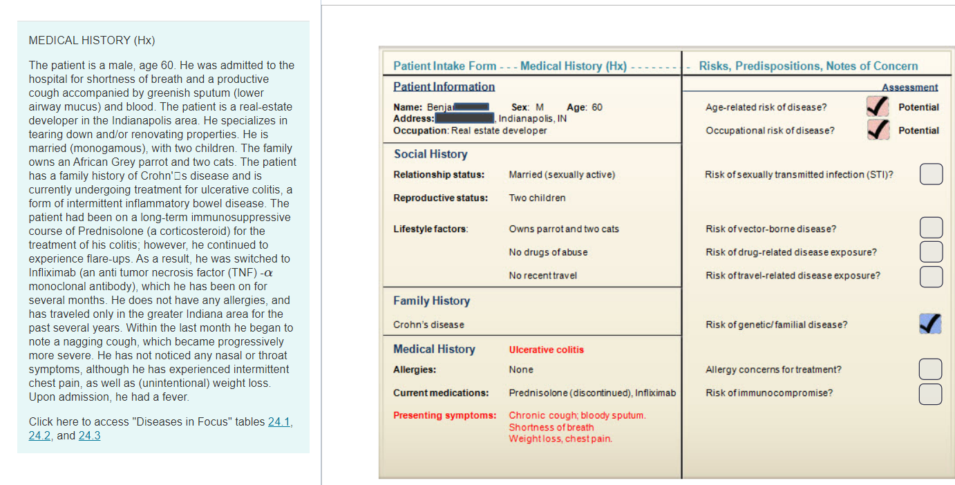 Review The Patient S Medical History And Then Identify Risks And Concerns That Are Relevant To Your Diagnosis And The 1