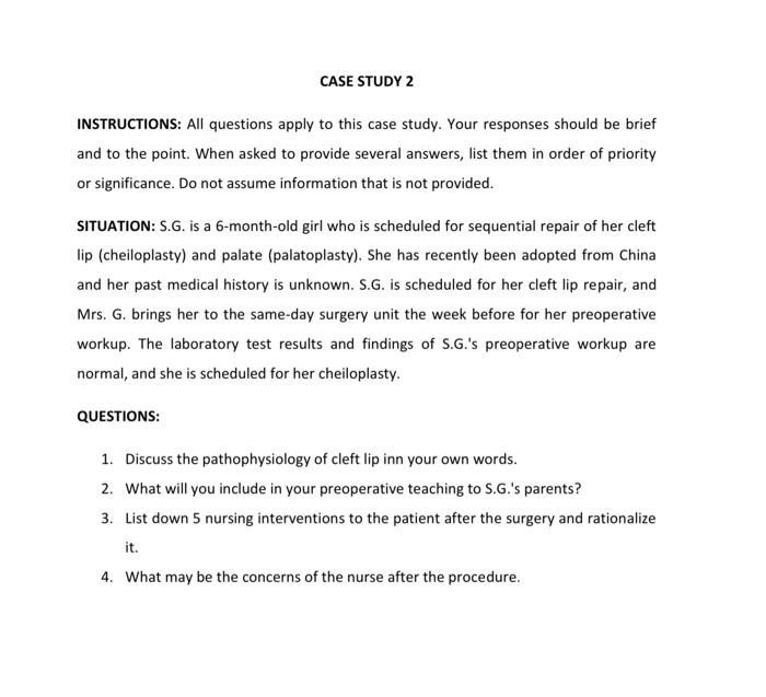 Case Study 2 Instructions All Questions Apply To This Case Study Your Responses Should Be Brief And To The Point When 1