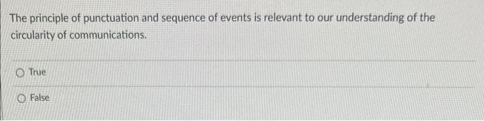The Principle Of Punctuation And Sequence Of Events Is Relevant To Our Understanding Of The Circularity Of Communication 1