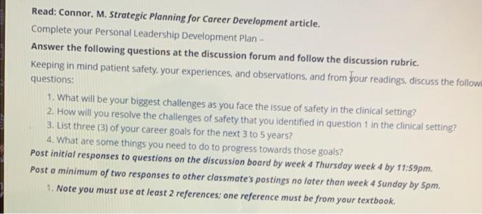 Read Connor M Strategic Planning For Career Development Article Complete Your Personal Leadership Development Plan 1