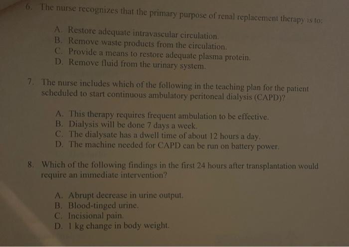 In Preparing An In Service About Renal Disease The Nurse Includes Which Of The Following Conditions As Risk Factors For 2