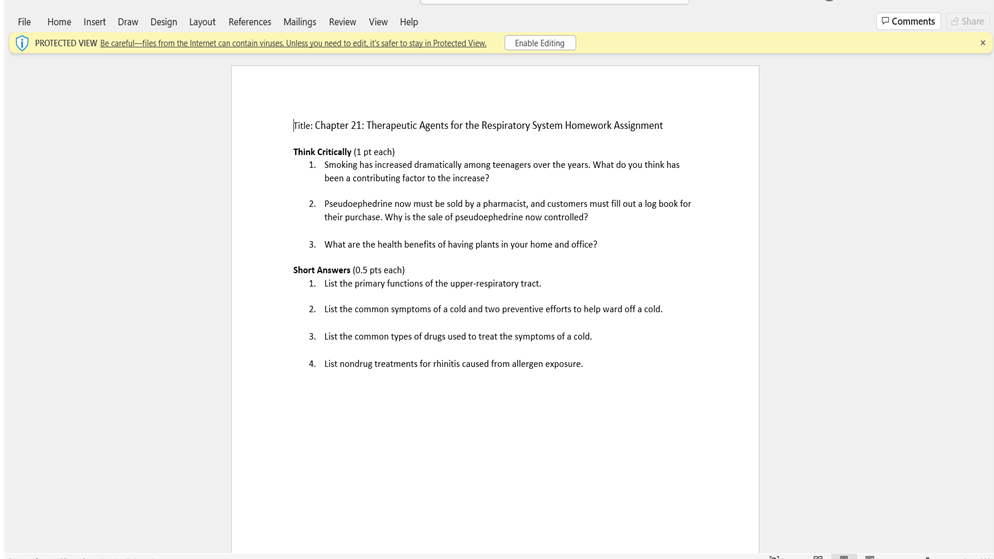 Comments Share File Home Insert Draw Design Layout References Mailings Review View Help O Protected View Be Careful File 1