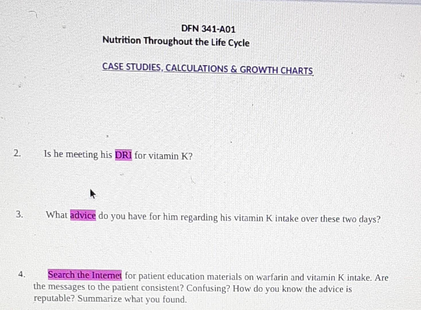 Den 341 A01 Nutrition Throughout The Life Cycle Case Studies Calculations Growth Charts 2 Is He Meeting His Dri For 1
