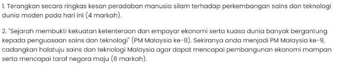 1 Terangkan Secara Ringkas Kesan Peradaban Manusia Silam Terhadap Perkembangan Sains Dan Teknologi Dunia Moden Pada Har 1