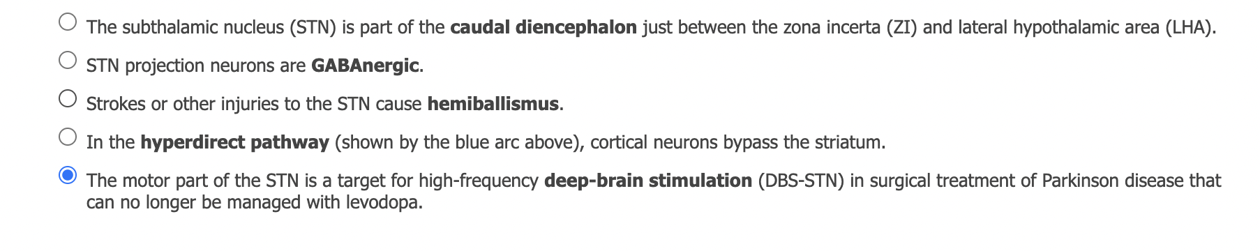 Select The False Statement Cortex Go Spn Go Nogo Indirect Pathway Ge No Go Pt Ispn Direct Pathway Hyperdirect Path 2