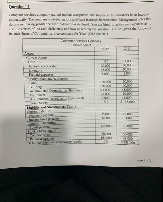 Question 1 Computer Services Company Gained Market Acceptance And Shipments To Customers Have Increased Dramatically T 1