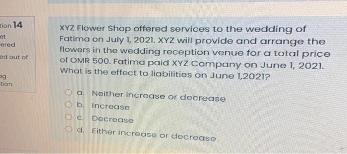 Tion 14 Et Ered Xyz Flower Shop Offered Services To The Wedding Of Fatima On July 1 2021 Xyz Will Provide And Arrange 1