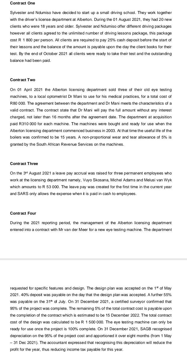 Contract One Sylvester And Ndumiso Have Decided To Start Up A Small Driving School They Work Together With The Driver S 1