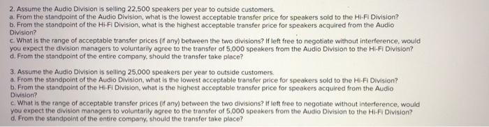 Exercise 11 3 Algo Transfer Pricing Basics Lo11 3 584 58 Sako Company S Audio Division Produces A Speaker That Is Us 2