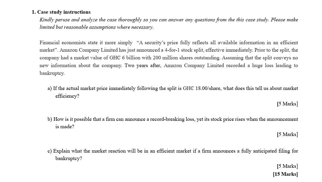 1 Case Study Instructions Kindly Peruse And Analyze The Case Thoroughly So You Can Answer Any Questions From The This C 1