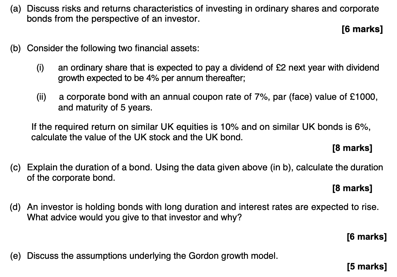 A Discuss Risks And Returns Characteristics Of Investing In Ordinary Shares And Corporate Bonds From The Perspective O 1