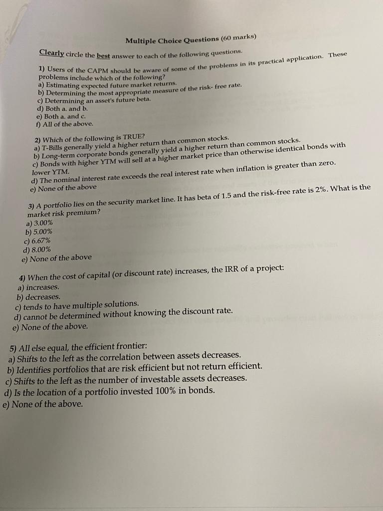Multiple Choice Questions 60 Marks Clearly Circle The Best Answer To Each Of The Following Questions 1 Users Of The 1