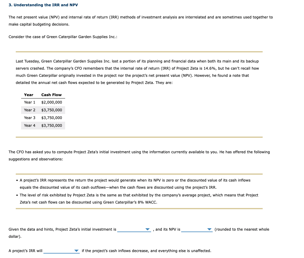 3 Understanding The Irr And Npv The Net Present Value Npv And Internal Rate Of Return Irr Methods Of Investment Ana 1