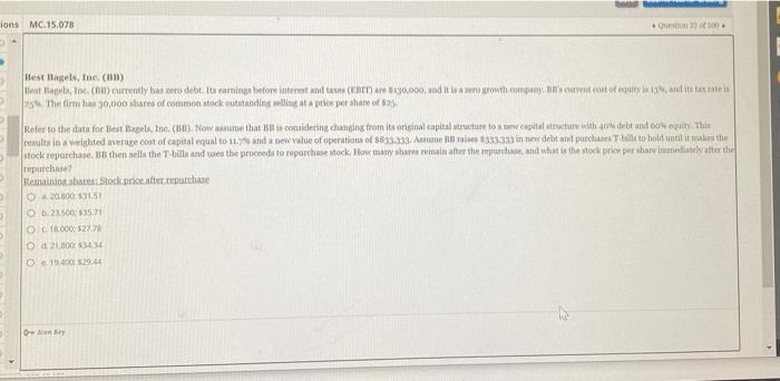 Ions Mc 15 078 Outono Best Bagels Inc Hb Estaba Toe B Currently Has Tero Debt It Warning Before Interest And Ta 1