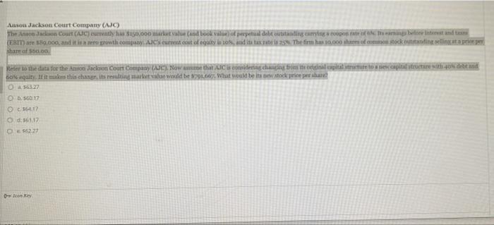 Anson Jackson Court Company Ajc The Ann Jan Court Cc Creatly Has 150 000 And Book Leopapel Debt Outstanding Or Chang 1