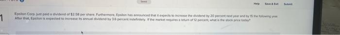 Heo Some Epsons Corn Just Paid A Dividend Of 2 50 Per Share Furthermore The Announced Matters To The Diided By 20 P 1