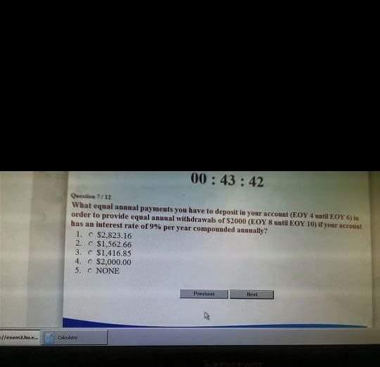 00 43 42 Q12 What Equal Aantal Payments You Have To Deposit In Your Account Foy 4 Foy 6 Order To Provide Equal Annual 1