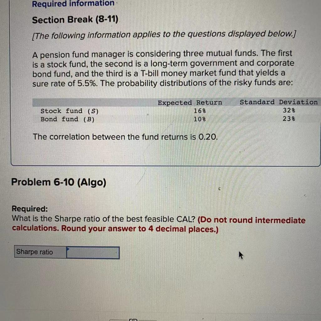 Required Information Section Break 8 11 The Following Information Applies To The Questions Displayed Below A Pensio 1