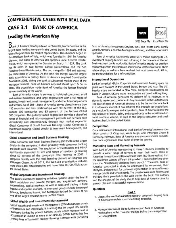 Comprehensive Cases With Real Data Case 3 1 Bank Of America Leading The American Way Spss Excel Bank Of America Headqua 1