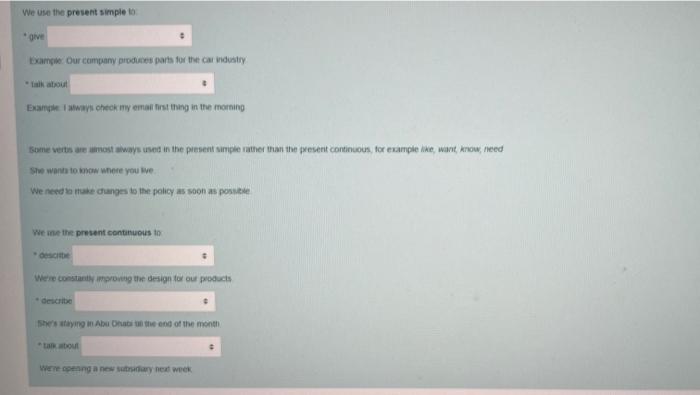 We Use The Present Simple To Give Exame Our Company Produces Parts For The Car Industry Talk About Example Way Check My 1