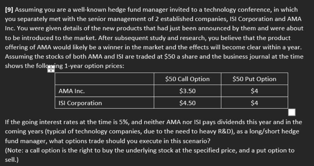 9 Assuming You Are A Well Known Hedge Fund Manager Invited To A Technology Conference In Which You Separately Met Wit 1