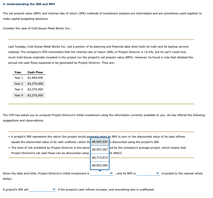 3 Understanding The Irr And Npv The Net Present Value Npv And Internal Rate Of Return Irr Methods Of Investment Ana 1