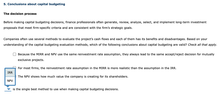 5 Conclusions About Capital Budgeting The Decision Process Before Making Capital Budgeting Decisions Finance Professio 1