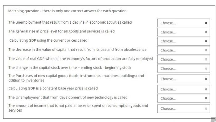 Matching Question There Is Only One Correct Answer For Each Question Choose Choose Choose Choose Choos 1
