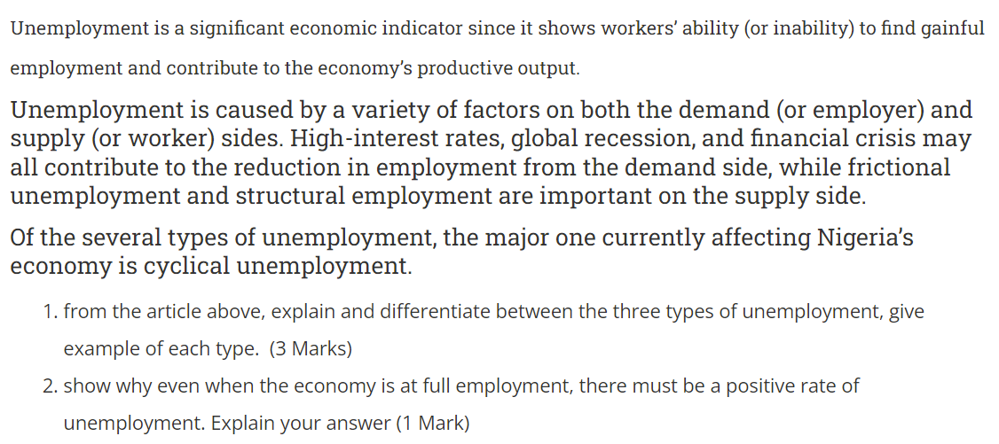 Unemployment Is A Significant Economic Indicator Since It Shows Workers Ability Or Inability To Find Gainful Employme 1