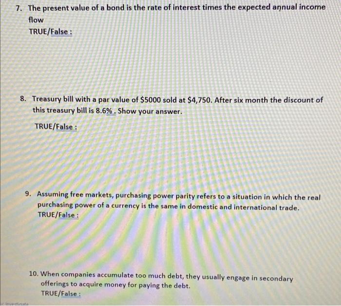 For The Statements Below Indicate If It Is True Or False If The Statement Is False Rewrite So That It Is A True Statem 3