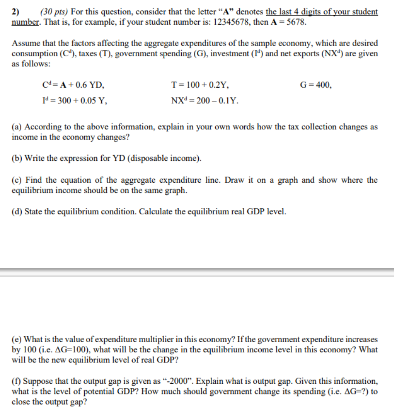2 30 Pts For This Question Consider That The Letter A Denotes The Last 4 Digits Of Your Student Number That Is F 1