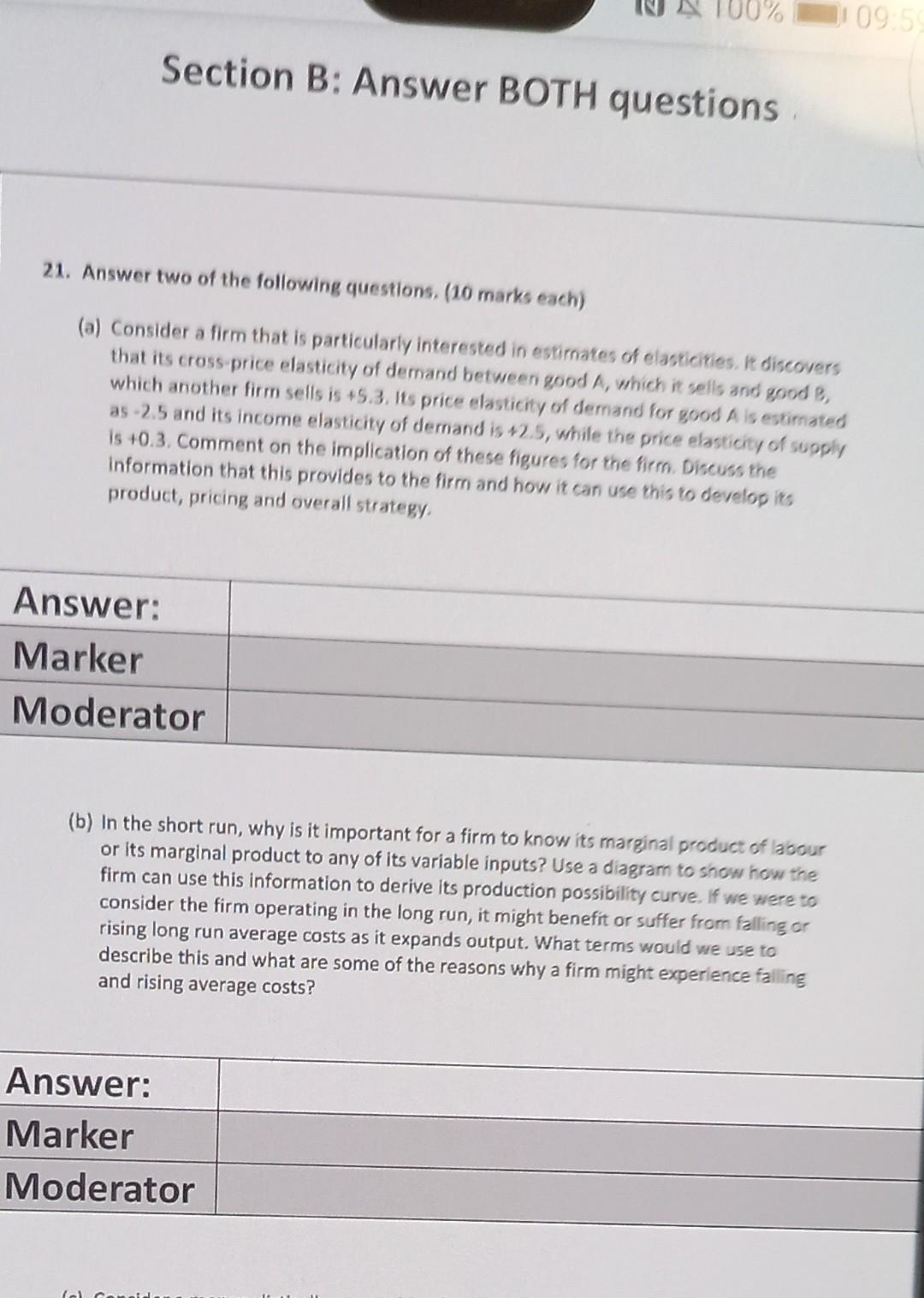 00 11 09 5 Section B Answer Both Questions 21 Answer Two Of The Following Questions 10 Marks Each A Consider A F 1