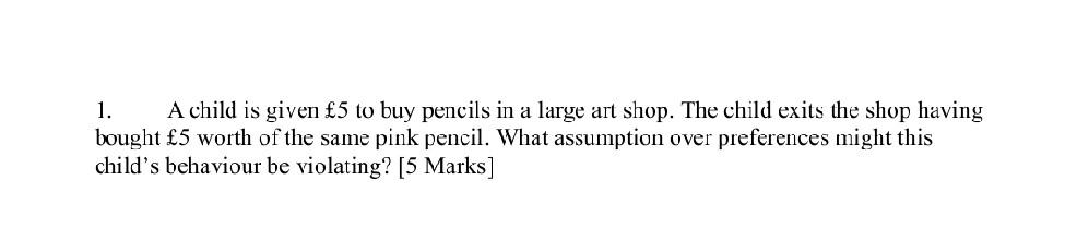 1 A Child Is Given 5 To Buy Pencils In A Large Art Shop The Child Exits The Shop Having Bought 5 Worth Of The Same P 1