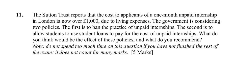 11 The Sutton Trust Reports That The Cost To Applicants Of A One Month Unpaid Internship In London Is Now Over 1 000 1