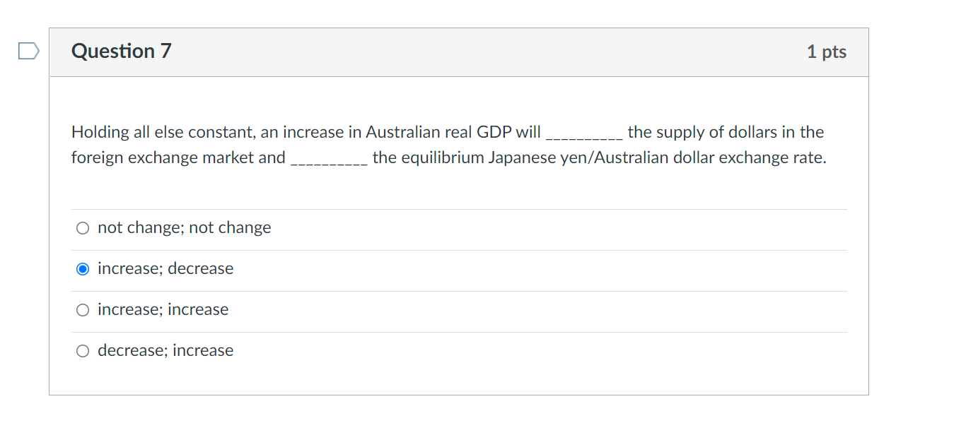 Holding All Else Constant An Increase In Australian Real Gdp Will The Supply Of Dollars In The Foreign Exchange Mark 1